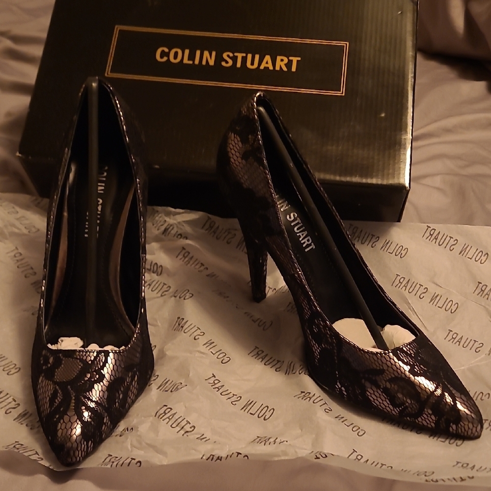 Colin Stuart Black Lace Women's Heels Size 7